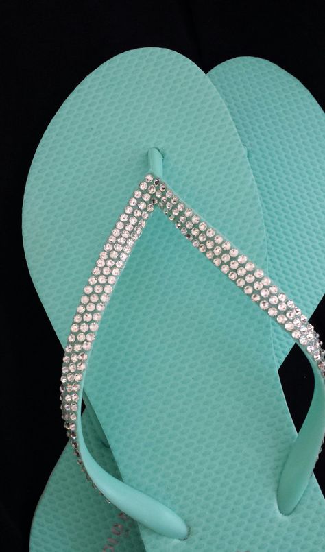 Swarovski Crystal Rhinestone  Flip Flops Mint Green - Sizes 6, 7, 8 ,9, 10 by SatinSassy on Etsy Flip Flops Diy, Flip Flop Basket, Bride Flip Flops, Bridesmaid Flip Flops, Mint Green Wedding, Bedazzled Shoes, Green Flip Flops, Shoe Refashion, Wedding Flip Flops