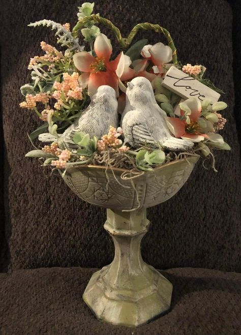 Spring Booth Ideas, Candlestick Crafts, Jar Display, Candle Stick Decor, Vignette Styling, Birdhouse Craft, Bird Crafts, Church Crafts, Flower Diy Crafts