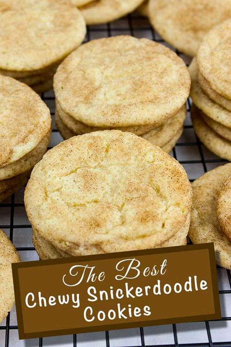 The Best Chewy Snickerdoodle Cookies - Slightly crisp edges, cinnamon sugar crackle top with a soft chewy center. That's the classic Snickerdoodle cookie in a nutshell. #cookies #recipe #dessert #christmas Best Snickerdoodles, Chewy Snickerdoodle Cookies, Cookies Snickerdoodle, Easy Snickerdoodles, Soft Snickerdoodle Cookies, Best Snickerdoodle Cookies, Snickerdoodle Cookies Easy, Cookies Chewy, Snickerdoodle Cookie