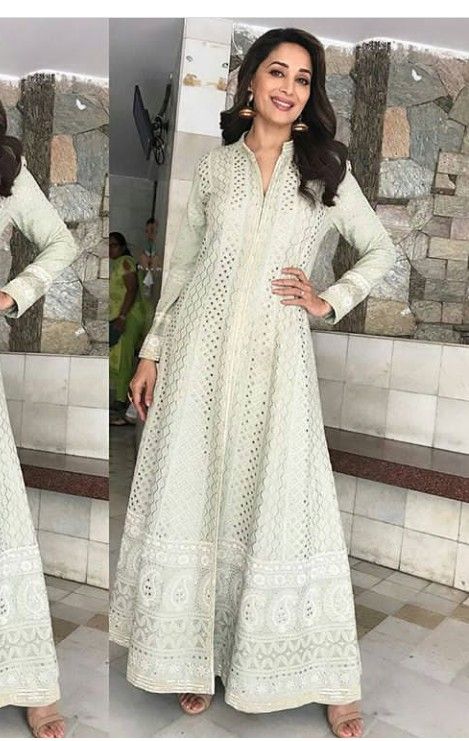 Long Kali Kurti Designs, Chickenkari Gown Designs, Hakoba Anarkali Designs, Kali Anarkali Dress, Chikankari Gown, Lucknowi Anarkali, Sita Mahalakshmi, Lucknowi Suits, Chikankari Dress