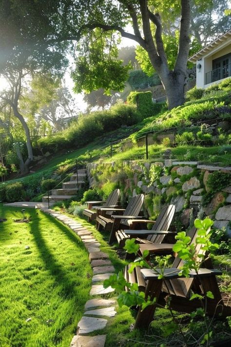 Stunning Landscaping, Resort Landscape, Cottage Restaurant, Palette Garden, Terracotta Garden, Hill Landscaping, Formal Garden Design, Sloped Backyard Landscaping, Landscaping On A Hill