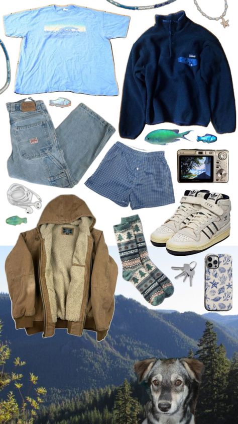 Cold Hike Outfit, Fisherman Core Outfit, Outdoorsy Girl Style, 90s College Aesthetic, Hogwarts Fits, Aethstetic Clothes, Granola Core, Clothes Layout, Grandpa Fashion