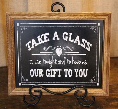 8 x 10 sign for when providing guests with a take home glass @khimairafarm Grab A Glass Sign Wedding Favors, Choose A Glass Its Yours To Keep Wedding, Take A Glass Its Yours To Keep Wedding, Wine Glass Wedding Favors, Wedding Favours Sign, Wedding Glassware, Vintage Wedding Signs, Rustic Weddings, Favors Sign