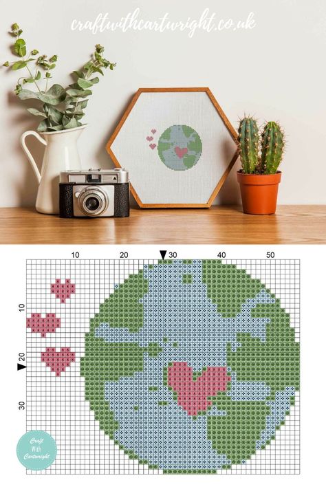 Earth Cross Stitch, Cross Stitch Pattern Free, Simple Chart, Free Cross Stitch Pattern, Cross Stitch Hoop, Global Issues, Free Chart, Earth Design, Embroidery Scissors