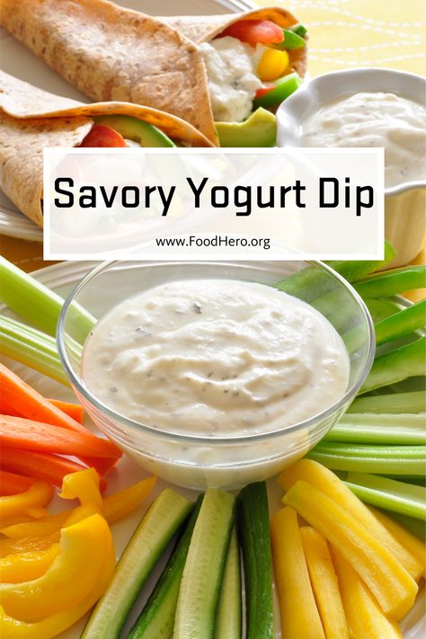 Try this quick and delicious yogurt dip! The oregano and garlic pair well with the creamy Greek yogurt base. It is perfect for veggies, chips or as a spread on wraps. Try it at your next get-together or prep ahead of time to use throughout the week. Savory Yogurt Recipes, Savory Yogurt, Greek Yogurt Dips, Yogurt Dip, Snack Dip, Veggie Dip, Pita Chips, Yogurt Recipes, Homemade Snacks