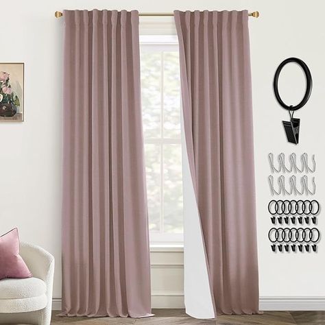 Amazon.com: PANELSBURG Blackout Curtains for Bedroom 2 Panel Sets,Dusty Rose Linen Textured Back Tab Pleated Boho Curtains for Nursery Living Room,84 Inch Length,Mauve : Home & Kitchen Dusty Rose Curtains, Curtains For Nursery, Teen Girls Room, Rose Curtains, Women Bedroom, Blackout Curtains Bedroom, Curtains For Bedroom, Nursery Curtains