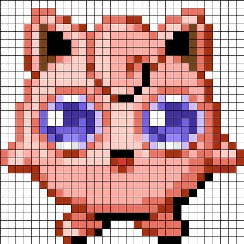 Jigglypuff Perler Beads, Pokemon Jigglypuff, Pokemon Cross Stitch, Modele Pixel Art, Pokemon Bead, Pokemon Perler, Kandi Cuffs, Pixel Art Pokemon, Pokemon Pattern