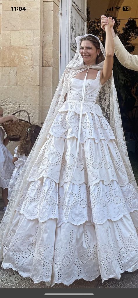 Tacky Wedding Dress, Coquette Wedding Aesthetic, Funky Wedding Dress, Eyelet Wedding Dress, Quirky Wedding Dress, Never Getting Married, Quirky Wedding, When I Get Married, Dream Wedding Ideas Dresses