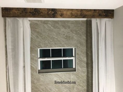 I love discovering ways to add unique details to a space. Sometimes the smallest details make the biggest difference—those are what really define them and leave a lasting impression. What better way to add some easy and affordable Farmhouse Charm to a builder grade bathroom than with a DIY Wood Shower Cornice.  As you may already know, we are not living in our “home” state—we currently live in Florida. This means we are constantly hosting family and frien… Shower Cornice, Builder Grade Bathroom, Wine Picnic Table, Wood Cornice, Cottage Remodel, Cornice Board, Primitive Bathroom, Affordable Farmhouse, Farm Office