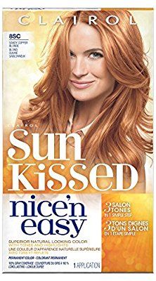 Amazon.com : Clairol Nice 'n Easy, 8SC Medium Copper Blonde, Permanent Hair Color, 1 Kit (PACKAGING MAY VARY) : Beauty Redhead Hair Color, Vidal Sassoon Hair Color, Copper Blonde Hair Color, Easy Hair Color, Copper Blonde Hair, Hair Color Images, Sun Kissed Hair, Color Rubio, Copper Blonde