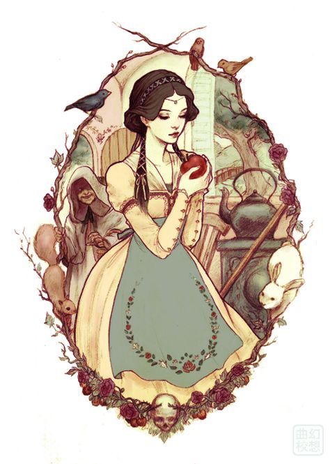 snow white Snow White Art, Sette Nani, Theme Tattoo, Images Disney, Classic Fairy Tales, Arte Inspo, Fairytale Art, Art And Illustration, Grimm