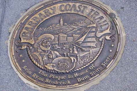 Trail Markers, Alta California, Tips For Life, Barbary Coast, California Gold Rush, Manhole Cover, California Gold, Fancy Costumes, The Rockies