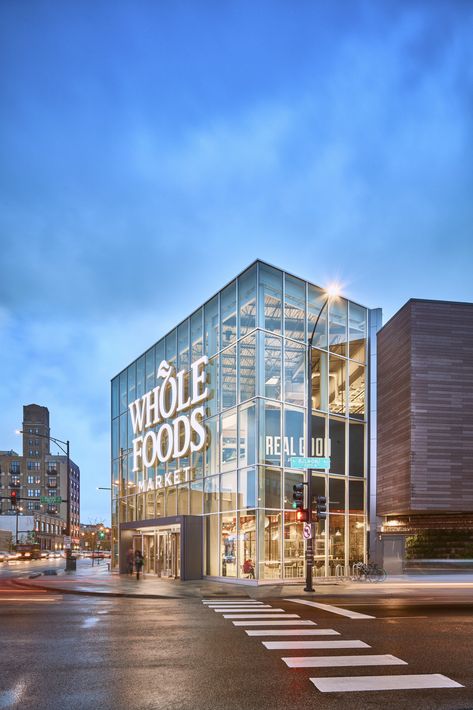 Whole Foods Market - BRR Architecture Farmers Market Building Design, Food Market Architecture, Industrial Exterior Design, Industrial Exterior, Grocery Market, Mix Use Building, Outdoor Patio Space, Fruit Shop, Organic Architecture