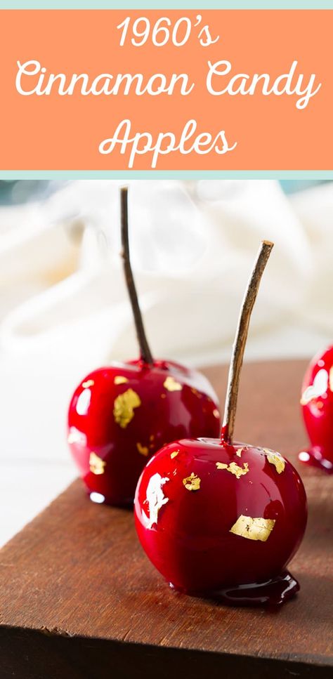 Cinnamon Candy Apples - These vintage-inspired cinnamon candy apples are the perfect Fall treat! #retrorecipe Cinnamon Candy Apples, Cinnamon Candy Apple Recipe, Homemade Fruit Snacks, Candy Apple Recipe, Dessert Inspiration, Apples Cinnamon, Cinnamon Candy, Apple Recipe, Fall Festivities