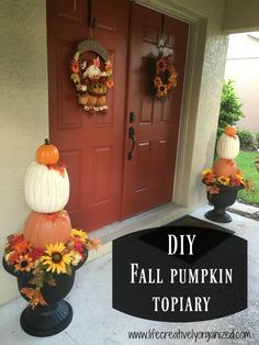 It's September and it's time to bring on the pumpkins! Fall Pumpkin Topiary, Pumpkin Topiary Diy, Fall Topiary, Fall Topiaries, Elegant Fall Decor, Topiary Diy, Elegant Pumpkins, Pumpkin Topiary, Plastic Pumpkins