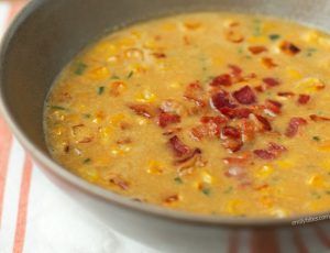 Roasted Corn Soup - Emily Bites Emily Bites Recipes, Ww Soup, Emily Bites, Ww Freestyle Recipes, Teriyaki Chicken And Rice, Chicken Pot Pie Casserole, Weight Watchers Soup, Bites Recipes, Soup Ladle