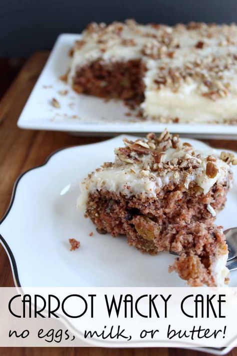 Wacky Carrot Cake Recipe, Cake Recipe No Eggs, Crazy Cake Recipes, Wacky Cake Recipe, Wacky Cake, Crazy Cake, Egg Cake, Carrot Cake Recipe, Crazy Cakes