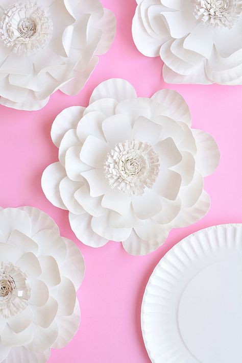 Paper Plate Decorations Wall Decor, Paper Plate Party Decorations, Paper Plate Centerpiece Ideas, Paper Plates Flowers, Paper Plate Flowers Craft, Paper Flowers Classroom Decor, Painted Paper Flowers, Paper Plate Wall Decor, Diy Photobooth Back Drop