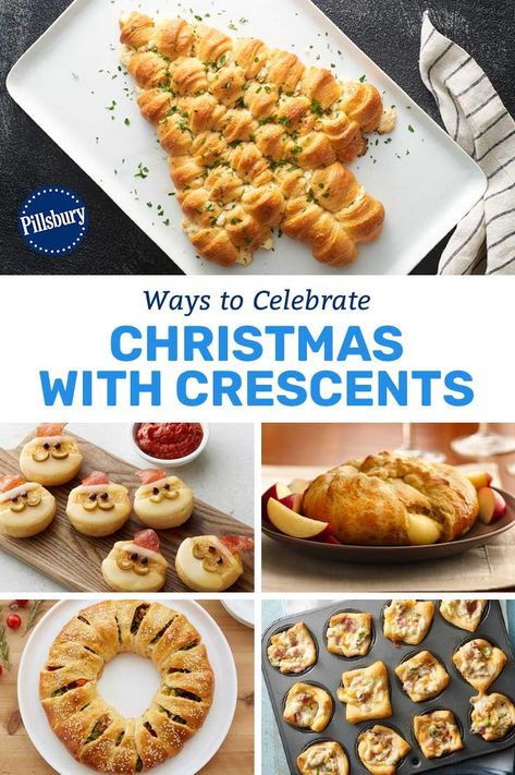 Does it get any cuter than this? (No, it does not.) Give your crescents that extra holiday touch with these festive—and easy!—party recipes. Pillsbury Crescent Recipes Christmas, Christmas Croissant Ideas, Christmas Croissants, Pilsbury Recipes Easy, Christmas Dinner Rolls, Christmas Croissant, Creasant Roll Recipes, Recipes With Crescent Rolls, Easy Party Recipes