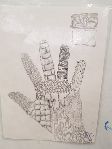 Implied Texture Drawing, Implied Texture Art, Implied Texture, Texture Art Projects, Types Of Texture, 6th Grade Art, Texture Drawing, Art Elements, Bell Ringers