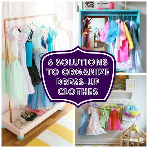 Dress Up Organization, How To Organize Dress Up Clothes, Dress Up Corner Diy, Storage For Dress Up Clothes, Dress Up Box Ideas, Diy Dress Up Clothes Storage, Dress Up Clothes Organization, Diy Dress Up Station, Kids Dress Up Storage Wall