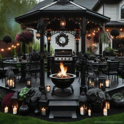 All Posts • Instagram Gothic Patio Decor, All Black Garden, Gothic House Outside, Goth Outdoor Decor, Gothic Patio Ideas, Goth Patio, Gothic Garage, Gothic Yard, Gothic Backyard