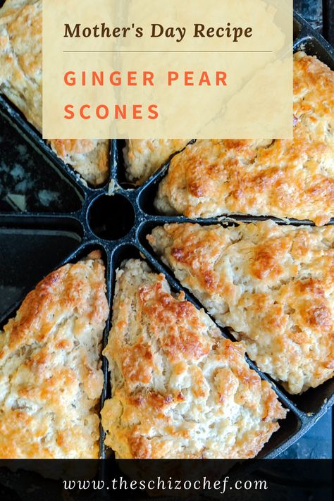 Pear And Ginger Scones, Pear Scones Recipe, Unique Scone Flavors, Ginger Scones Recipe, Pear Scones, Perfect Scones, Scones Breakfast, Ginger Scones, Oat Scones