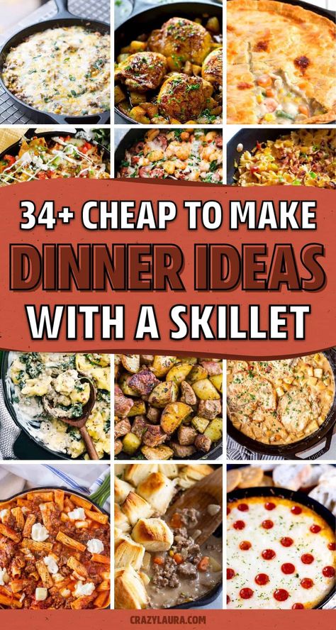 If you need a quick dinner recipe that you can make in a single pan or dish, check out these easy to make cast iron skillet recipe ideas and tutorials to get started! Crazy Easy Dinner Ideas, Stove Top Supper Ideas, Vegetarian Cast Iron Recipes, Electric Skillet Recipes Easy, Cast Iron Dinner Recipes, Easy Cast Iron Skillet Recipes, Skillet Dinner Ideas, Easy Cast Iron Recipes, Cast Iron Recipes Dinner