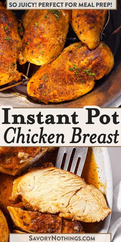 This Instant Pot Chicken Breast recipe is easy and yields juicy, flavorful meat. Thicken the juices into a gravy to serve over the chicken for a quick and healthy entrée! | #instantpot #chickenrecipes #chickenbreast #quickrecipes Chicken Breast Instant Pot Recipes, Instant Pot Chicken Breast, Chicken Breast Recipe, Fried Chicken Breast, Best Instant Pot Recipe, Healthy Instant Pot Recipes, Instant Pot Recipes Chicken, Breast Recipe, Instant Recipes