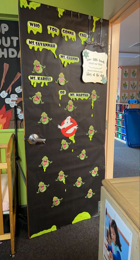 Ghostbusters Door Decorations, Daycare Decorations, Ghostbusters Halloween, Monster Door, Halloween Classroom Door, Daycare Decor, Classroom Doors, Halloween Classroom, Door Art