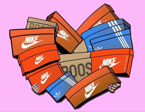 Drawing Of A Heart, Sneaker Heads, Sneakers Box, Adobe Fresco, Good Instagram Captions, Sneaker Art, Waves Tattoo, Adidas Nike, The Simpsons