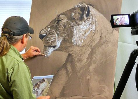 Drawing An Animal, Draw With Charcoal, Aaron Blaise, Charcoal Artists, Principles Of Animation, Lion Portrait, Animal Illustration Art, Charcoal Portraits, Drawing Course