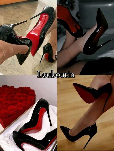 Ysl Heels Red Bottoms, Black Heels Red Bottoms, Black Heels With Red Bottoms, Christian Louboutin Heels Aesthetic, Louboutin Shoes Aesthetic, Louboutin Heels Aesthetic, Red Louboutin Heels, School Heels, Heels With Red Bottoms