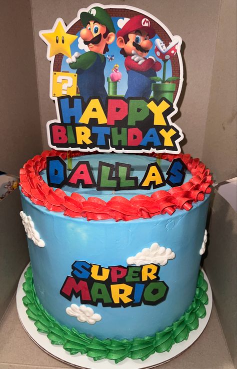 Super Mario Cake Easy, Simple Mario Cake, Mario Birthday Party Cake, Mario Themed Cake, Mario Bros Birthday Cake, Super Mario Bros Cake, Luigi Cake, Mario Birthday Cake, Mario Bros Cake