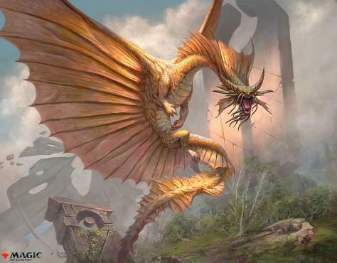 Gold Dragon Dnd, Ancient Gold Dragon, Simon Dominic, Legendary Dragons, Ancient Dragon, Dnd Dragons, Dragon Rpg, Cool Dragons, Fantasy Beasts