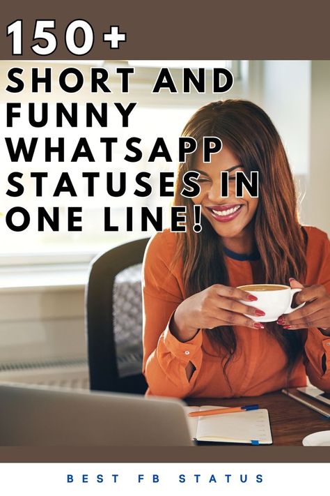 Pinterest image saying "150+ Short and Funny WhatsApp Statuses in One Line!". Funny Bios For Whatsapp, Witty Quotes Funny Clever, Unique Whatsapp Status, Whatsapp About Lines, Short Whatsapp Status, Funny Quotes For Whatsapp, Phone Jokes, Funny Bio, Social Media Humor