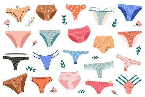 Set of cartoon women panties underwear s... | Premium Vector #Freepik #vector #design #woman #fashion #girl Panties Design, Socks Photography, Cartoon Women, Cartoon Heart, Cartoon Books, Toy House, Cute Emoji, Cute Cartoon Animals, Woman Drawing