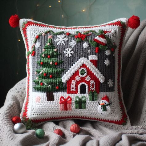 Handmade Christmas Crochet Pillows: A Cozy Holiday Touch - Crafts Ideas Crochet Christmas Pillows Patterns, Crochet Christmas Pillow Cover, Crochet Christmas Pillow Pattern, Crochet Christmas Pillows Free Patterns, Crochet Christmas Pillows, Xmas Ideas Gifts, Christmas Crochet Pillow, Crochet Christmas Pillow, Crochet Xmas Gifts