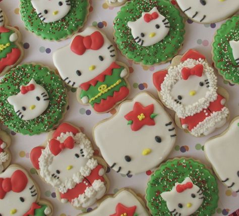 Hello Kitty Christmas Cookies, Christmas Winter Decor, Kitty Christmas, Hello Kitty Christmas, Cookie Art, Be Merry, Winter Decor, Christmas Winter, Christmas Cookies