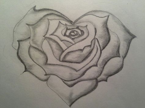 Heart Shaped Rose Drawing Ideas Creative Unique Heart, Chicana Rose Drawing, Chicano Rose Drawing, Dope Sketches Easy, Cool Hand Drawings, Chicano Heart Drawing, Heart Rose Drawing, Heart Shape Drawing, 2000s Drawings