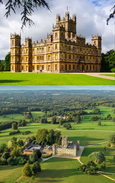 Highclere Castle - The county seat of the Earls of Carnarvon. (The 5th Earl  of Carnarvon, George Herbert (tenure 1890-1923) was the financial backer of the search & excavatio of King Tutankhamun’s tomb.) The 300 room estate (with 2000 acres) was bult 1679 & renovated 1840s. The main location for ITV’s history drama series, Downton Abbey Downton Abbey House, George Herbert, Chateau House, King Tutankhamun, Peles Castle, Highclere Castle, English Castles, Opulent Interiors, Castles In Scotland