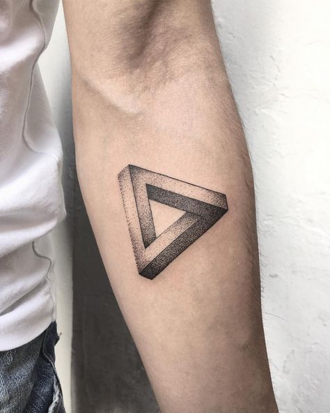 Penrose triangle for Vince ⚠️ #tattoo #tattoos #sgtattoo #sgtattoos #singaporetattoo #singaporetattoos #inked #design #create #art #girlswithtattoos #justsmalltattoos #tattooinkspiration #inkspiringtattoos #inkedmag #tattooartistmagazine #linework #lineworktattoo #dotwork #dotworktattoo #blackworkers #blackworkerssubmission #onlyblackart #blacktattooart #penrosetriangle #geometrictattoo #forearmtattoo #triangletattoo Cool Little Tattoos, 21 Tattoo, Tattoo Homme, Tatoo 3d, Penrose Triangle, Art Inspired Tattoos, Triangle Tattoos, Geometric Tattoo Design, Tattoo Arm