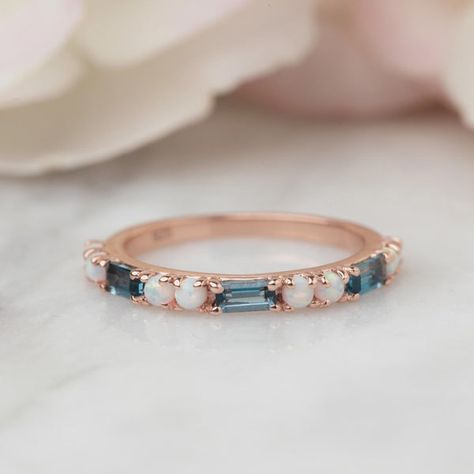 Opal And Topaz Ring, Fine Jewelry Rings, Colorful Rings, Stack Rings, Blue Topaz Engagement Ring, Opal Band, Wedding 2025, Jewelry Lookbook, Rings Cool