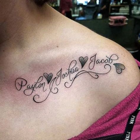 Grandchildren Tattoos, Heart Tattoos With Names, Name Tattoo Ideas, Name Tattoos For Moms, Kid Name Tattoo, The Trend Spotter, Cool Wrist Tattoos, Tattoos With Kids Names, Mommy Tattoos