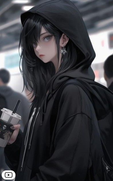 A Girl, Black Hair, Hair, Anime, Black