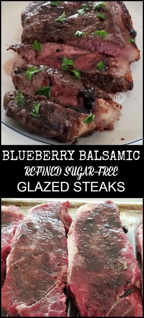 Blueberry Balsamic Vinegar, Glazed Steak, Blueberry Reduction, Balsamic Vinegar Glaze, Blueberry Balsamic, Balsamic Vinegar Recipes, Desserts From Around The World, Keto Main Dishes, Cuts Of Beef