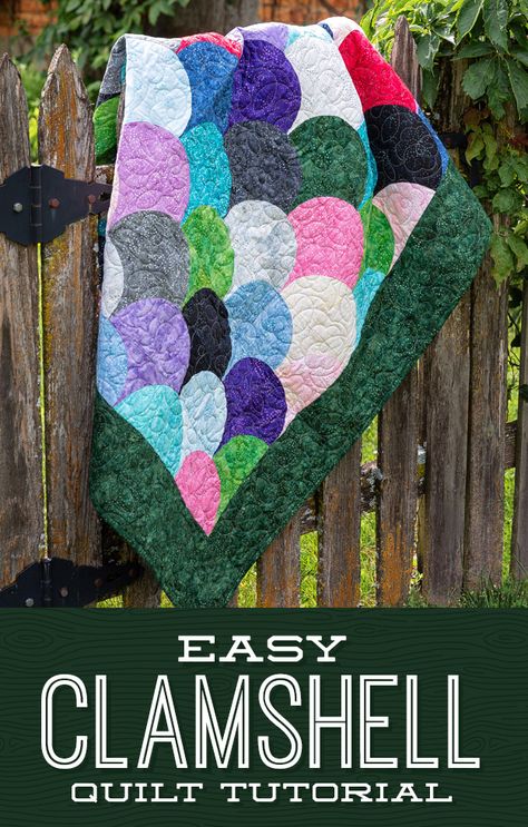 Easy Clamshell Quilt Free Clamshell Template, Clamshell Quilting Designs, Clamshell Quilt Tutorial, Clamshell Quilting, Clamshell Quilt Pattern, Clam Shell Quilt Pattern Free, Glam Clam Quilt, Clam Shell Quilting Designs, Clamshell Quilt