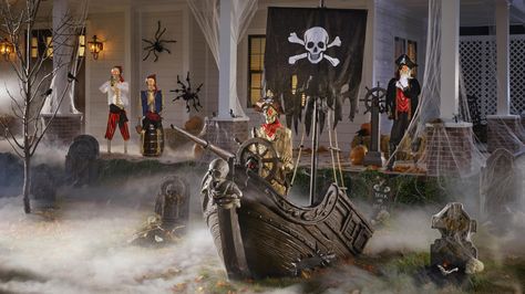 Halloween Decorations - The Home Depot Home Depot Halloween Decorations, Pirate Halloween Decorations, Home Depot Halloween, Halloween Yard Displays, Pirate Garb, Pirate Skeleton, Halloween Themes Decorations, Halloween Decorations Outdoor, Pirate Decor