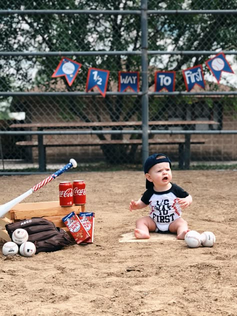 Half Way To 1st Baseball, Halfway To First Baseball Photoshoot, Halfway To First Photoshoot, Halfway To First Baseball Birthday, Half Way To First Baseball Pictures, Half Way To First Photo Shoot, Half Way To First Baseball, Half Way To One Baby Pictures Boy, Halfway To First Baby Photoshoot