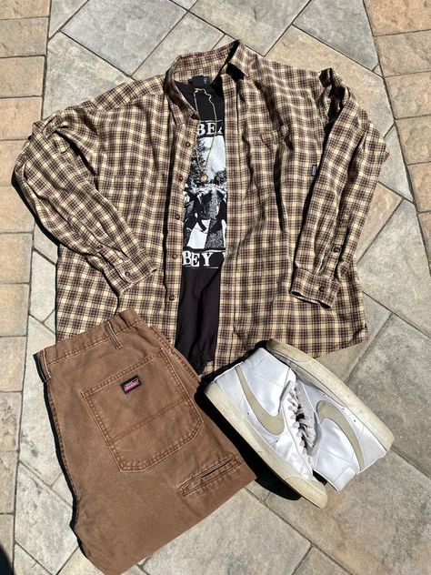 Flannel Aesthetic, Streetwear Style Men, Patagonia Flannel, Nike Blazers, Flannel Outfits, Pants Nike, Vintage Dickies, Vintage Patagonia, Street Style Outfits Men